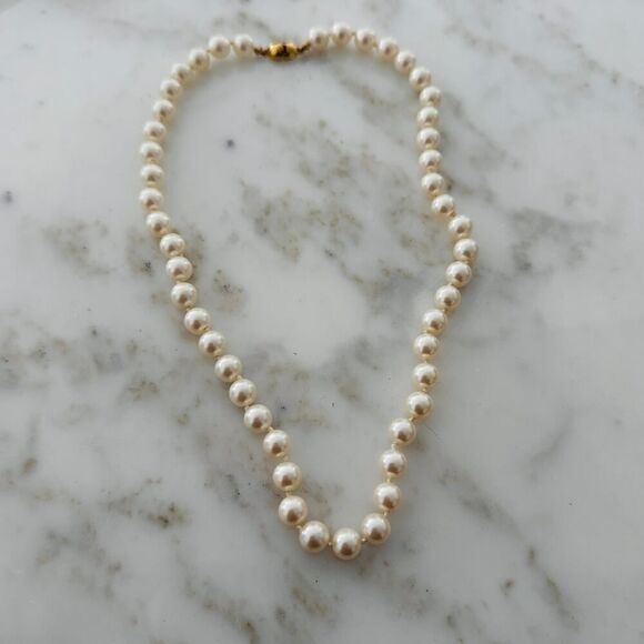 Monet Jewelry - Vintage Monet Faux Pearl Necklace-Classic Gold-Tone Clasp